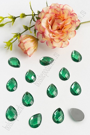 Стразы граненые 13*18 мм, капля (50 шт) SF-383, зеленый