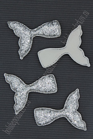 Патч 3D, россыпь пайеток &quot;Хвост русалки&quot; 7*5,5 см (10 шт) SF-1891, серебро