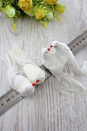Птички декоративные &quot;Голубки&quot; с зажимом 12 см (12 пар) SF-2381, белый