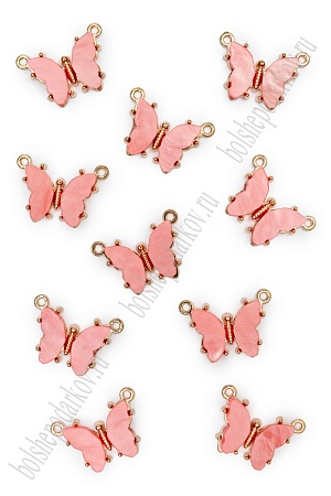Подвеска-коннектор металл &quot;Бабочка&quot; (10 шт) SF-7343, коралловый