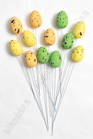 Пасхальный декор &quot;Яйцо на палочке&quot; 2,5*3,5 см (12 шт) SF-7202, ассорти №2