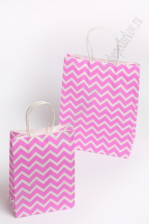Пакет крафтовый с рисунком &quot;Зигзаг&quot; 15*21*8 см (12 шт) SF-7172, фукси