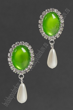 Серединка ювелирная с подвеской (2 шт) SF-5953, серебро/зеленый №4