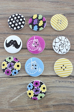 Пуговицы декоративные 30 мм с рисунком &quot;Ассорти&quot; (20 шт) SF-2184