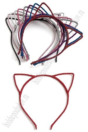 Ободки &quot;Ушки&quot; 5 мм ткань с люрексом (10 шт) SF-1128, ассорти