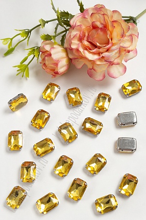 Стразы пришивные 14 мм &quot;Прямоугольник&quot; (20 шт) SF-3703, золото №14