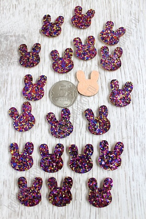 Патч с пайетками &quot;Зайчик&quot; 2,5*2 см (20 шт) SF-1531, фукси