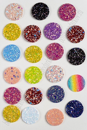 Патчи двухсторонние с пайетками &quot;Круг&quot; 3 см (10 шт) SF-2275, ассорти