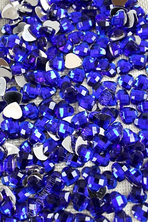 Стразы граненые 12 мм, сердце (100 шт) SF-378, синий