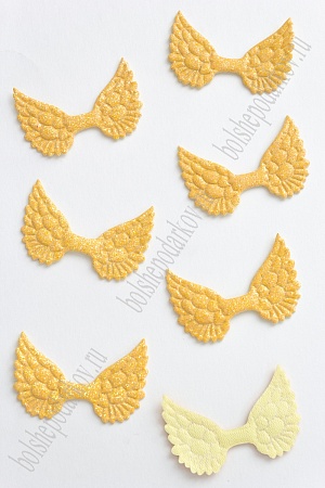 Патч с блестками 4,5*3 см &quot;Крылья&quot; (20 шт) SF-1899, желтый