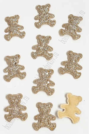 Патч 3D с блестками &quot;Мишка&quot; 4*3,3 см (20 шт) SF-3162, светлое золото