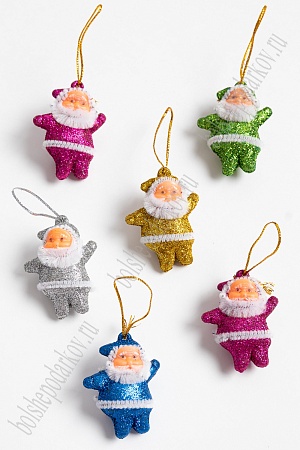 Новогодние украшения 5 см; 6 шт &quot;Дед Мороз&quot; (SF-1689) ассорти
