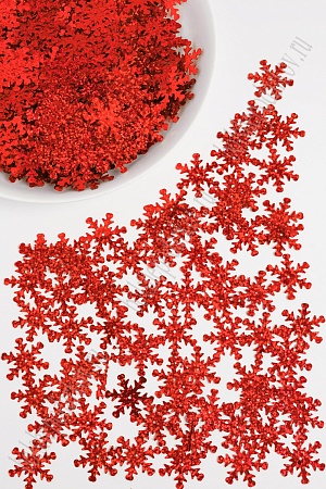 Пайетки &quot;Снежинки&quot; 2,5 см*50 гр (SF-1135) красный №50103