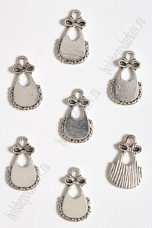 Подвеска металл 23*14 мм &quot;Слюнявчик №&quot;3052 (50 гр) SF-3392, серебро