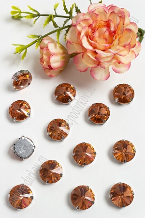 Стразы пришивные 16 мм &quot;Круг&quot; (20 шт) SF-3704, розовый персик №19