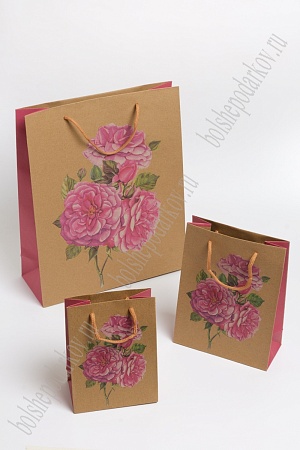 Пакет крафтовый с рисунком &quot;Цветочки&quot; 12*16*7 см (12 шт) SF-7169, №3