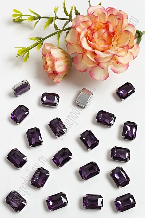 Стразы пришивные 14 мм &quot;Прямоугольник&quot; (20 шт) SF-3703, темно-сиреневый №15