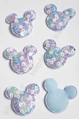 Патч с крупными пайетками &quot;Микки&quot; 55*58 мм (10 шт) SF-2975, голубой