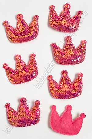 Патч с пайетками &quot;Корона&quot; 5,5*4,5 см (10 шт) SF-3782, коралловый хамелеон