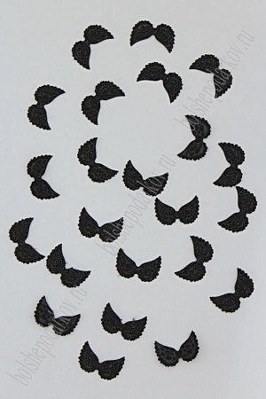 Патч с блестками 2*1 см &quot;Крылья маленькие&quot; (100 шт) SF-1900, черный