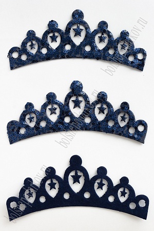 Патч с пайетками &quot;Корона&quot; 16*7 см (5 шт) SF-2989, темно-синий