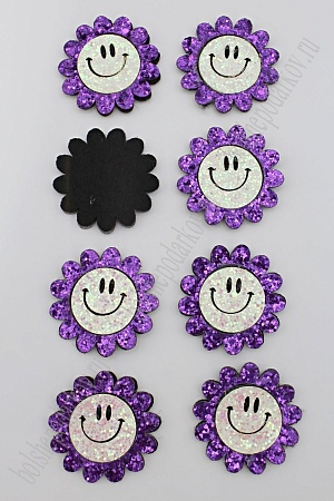 Патч с пайетками &quot;Цветок с улыбкой&quot; 4,5 см (10 шт) SF-1878, сиреневый