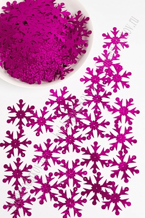 Пайетки &quot;Снежинки крупные&quot; 5 см*50 гр (SF-1933) фукси №50108