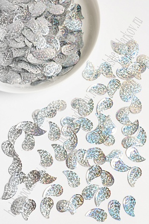 Пайетки &quot;Листочки&quot; 14*25 мм/50 гр (SF-1133) серебро