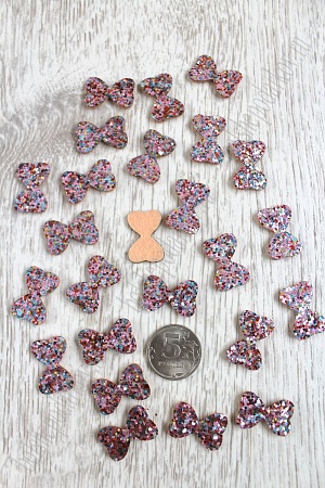 Патч с пайетками &quot;Бантик&quot; 2,5*1,7 см (30 шт) SF-1530, розовый