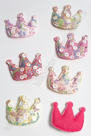 Патч с крупными пайетками &quot;Корона&quot; 46*53 мм (30 шт) SF-2975, ассорти