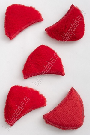 Патч меховой &quot;Ушки&quot; 6,5*5 см (10 шт) SF-3164, красный