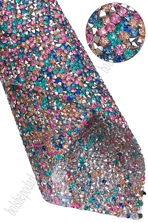 Стразовое полотно на силиконовой основе 24*40 см (SF-6004) мультиколор №23