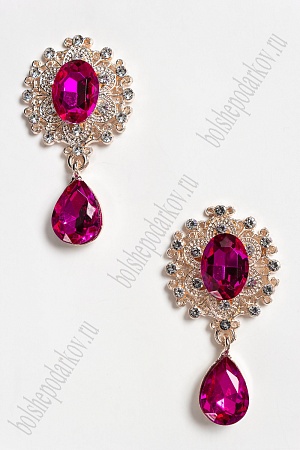 Серединка ювелирная с подвеской (2 шт) SF-4482, золото/фукси №23