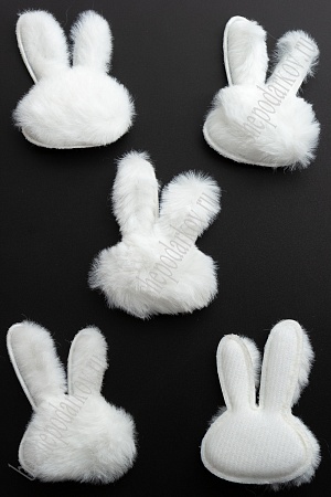 Патч меховой &quot;Зайка&quot; 4,2*6 см (10 шт) SF-3164, белый