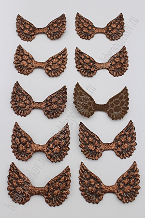Патч с блестками 4,5*3 см &quot;Крылья&quot; (20 шт) SF-1899, шоколадный
