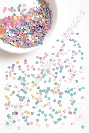 Пайетки &quot;Сердечки&quot; 3 мм*100 гр (SF-6092) ассорти