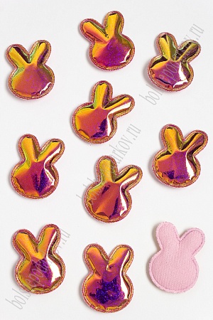 Патч глянец с блестками &quot;Зайка&quot; 4,3*3,2 см (10 шт) SF-2971, коралловый хамелеон