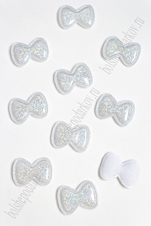Патч глянец &quot;Бантик&quot; 3,5*2,5 см (10 шт) SF-2972, серебряный