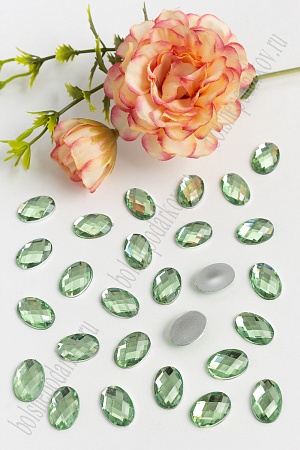 Стразы граненые 10*14 мм, овал (100 шт) SF-1608, светло-зеленый