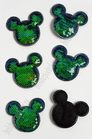 Патч с пайетками &quot;Мультик&quot; 6*5,5 см (10 шт) SF-3782, зеленый хамелеон