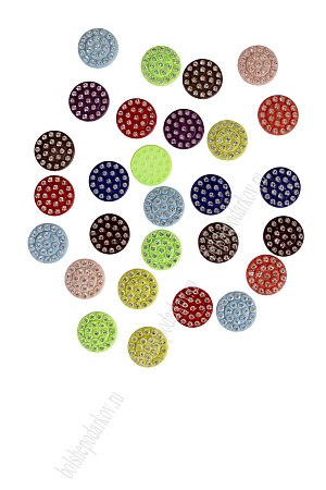 Серединки 13 мм круглые со стразами, SF-067 (30 шт) ассорти