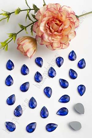 Стразы граненые 10*14 мм, капля (100 шт) SF-382/1610, синий