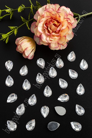 Стразы граненые 10*14 мм, капля (100 шт) SF-382/1610, серебро