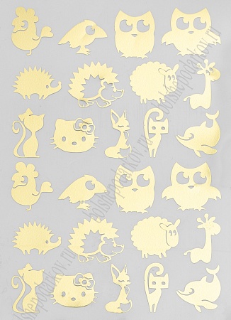 Набор наклеек из термотрансферной пленки &quot;Ассорти&quot; №8, золото