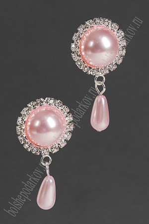 Серединка ювелирная с подвеской (2 шт) SF-5954, серебро/светло-розовый №2