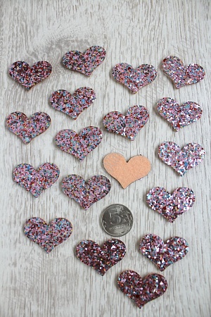 Патч с пайетками &quot;Сердце&quot; 3,8*2,7 см (20 шт) SF-1529, розовый