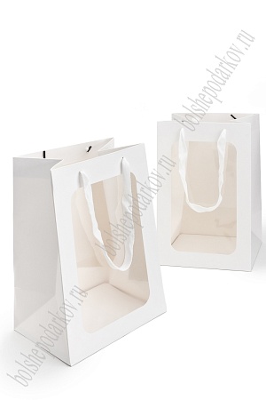 Пакет крафтовый с окошком 20*30*16 см (12 шт) SF-7487, белый