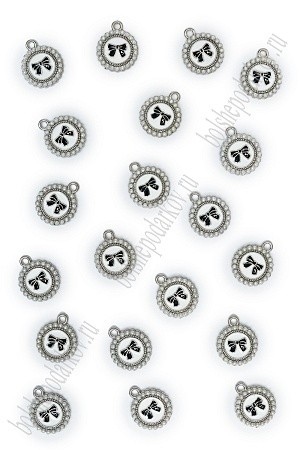 Подвеска металл &quot;Бантик&quot; (20 шт) SF-7343, черный/серебро