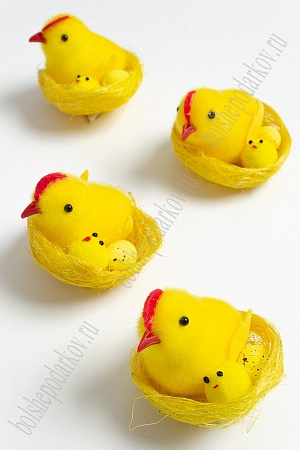 Пасхальный декор &quot;Цыплята в гнезде&quot; 6 см (4 шт) SF-5020