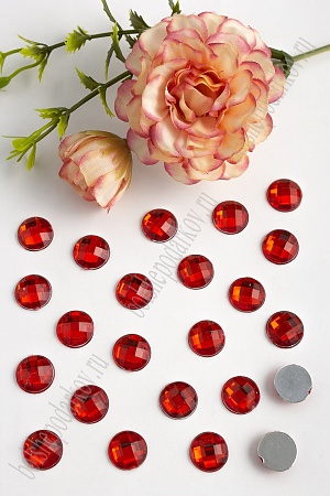 Стразы граненые 12 мм, круглые (100 шт) SF-398, красный